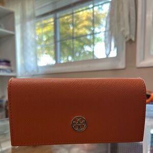 Tory Burch Orange Sunglasses Holder Case with Logo